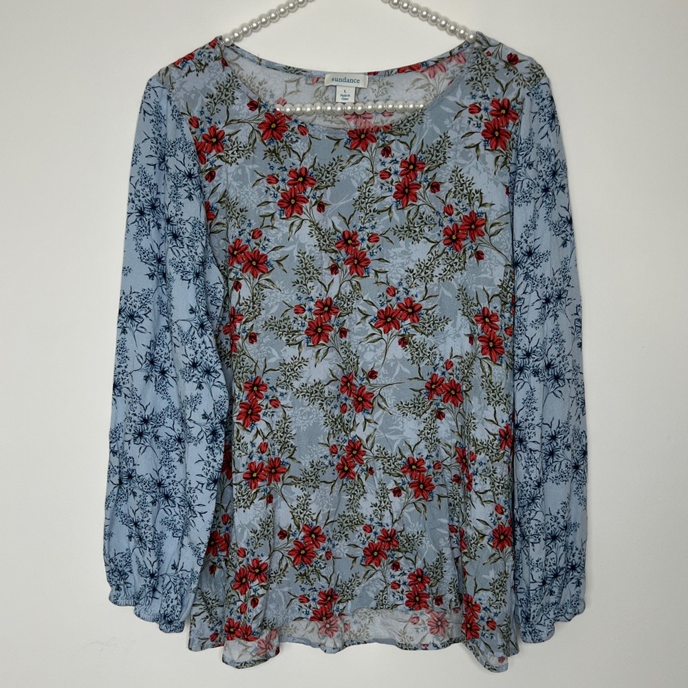 SUNDANCE ~ FLORAL PRINT BLOUSE ~ SIZE LARGE